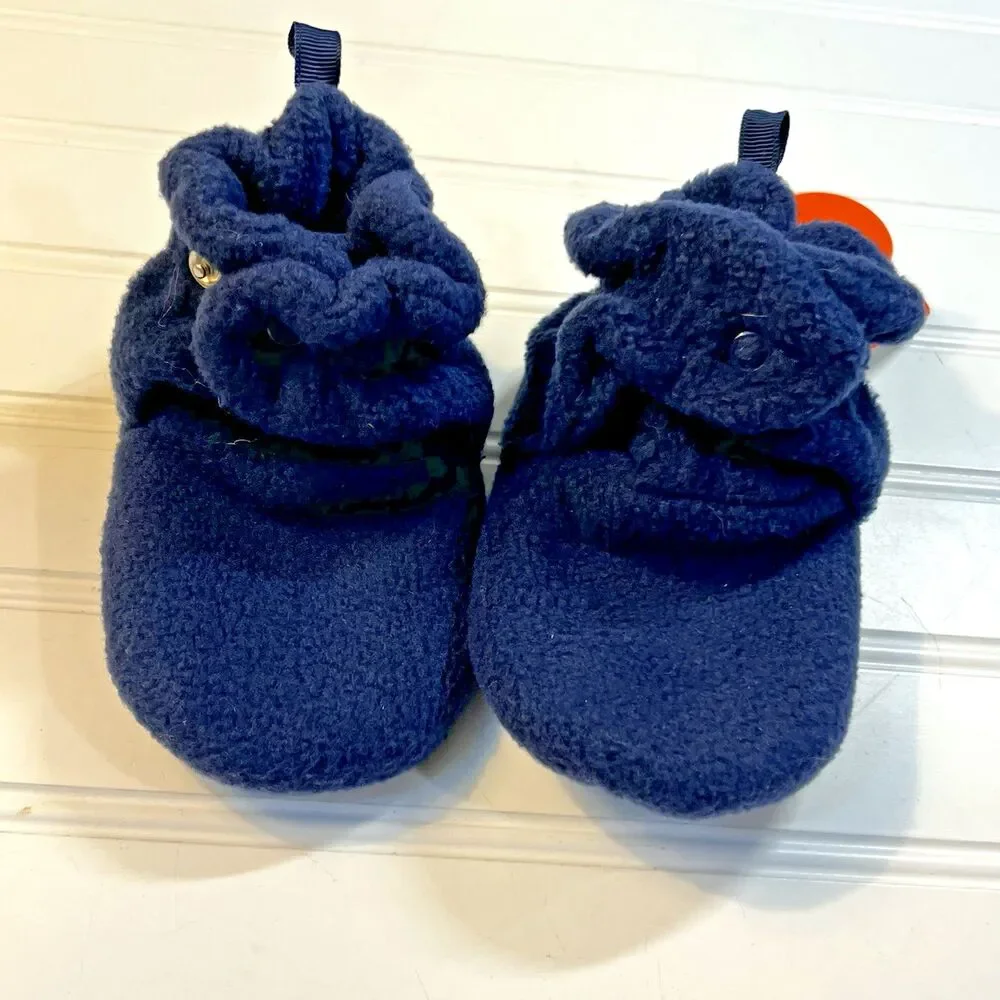 Wonder Nation Blue Baby Booties Fleece Adjustable Slippers Size 5 NWT